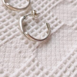 silver botanical hoop earrings