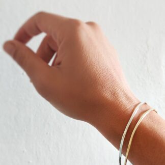 Minimal mixed metal bar bangle bracelet