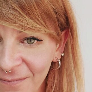 Silver twig hoop earrings