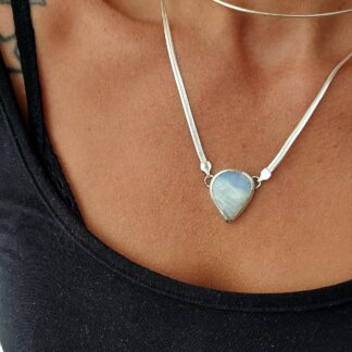 rainbow teardrop moonstone necklace