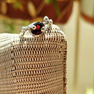 Garnet wine red dainty ring
