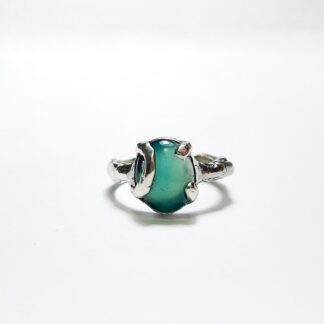 green agate dainty ring