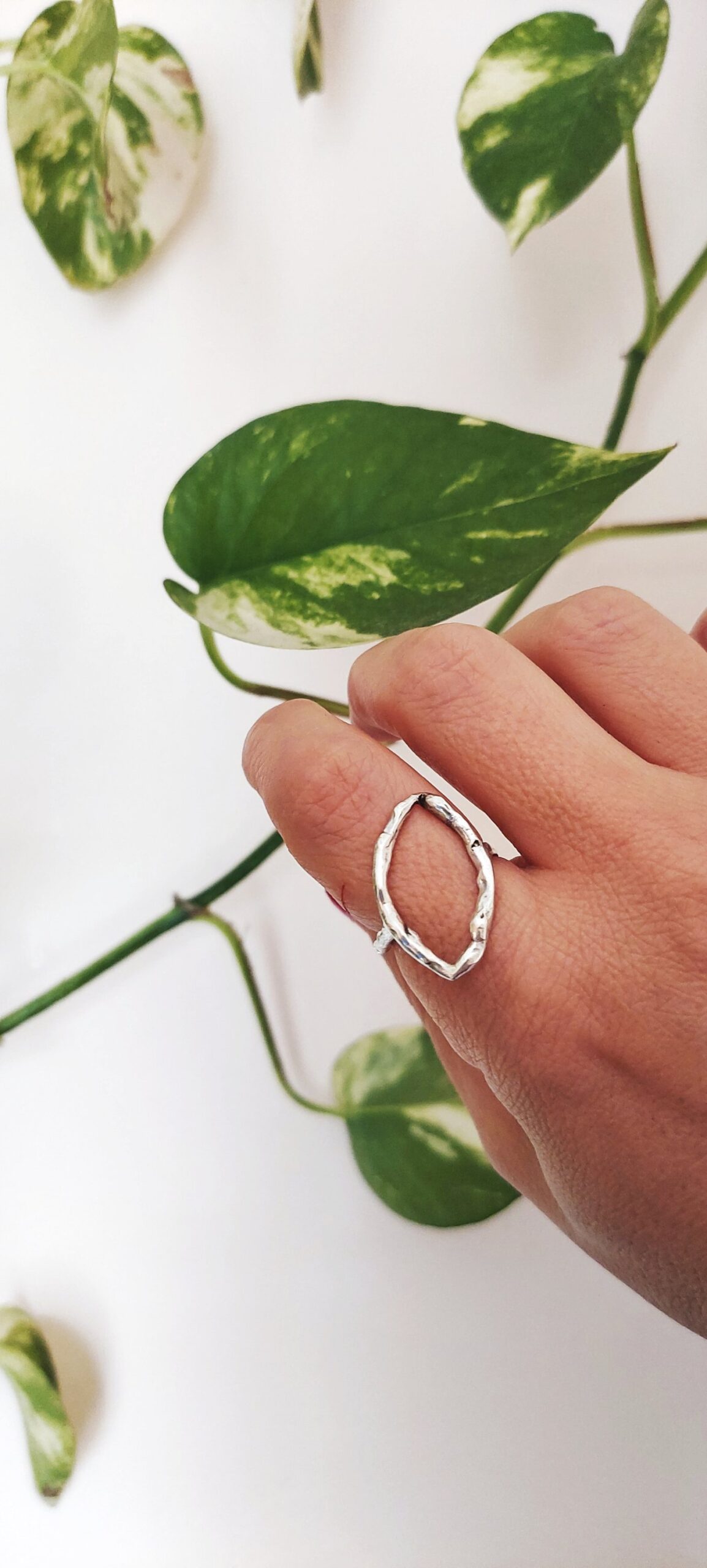 Leaf silver ring