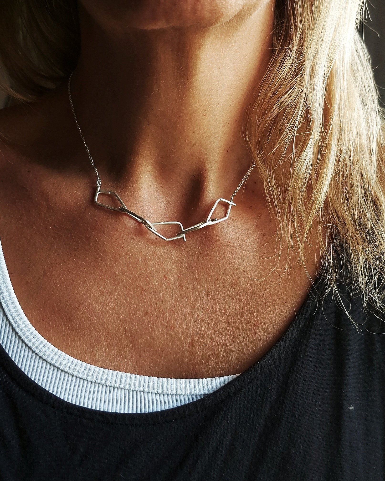 Geometric Sterling Silver Necklace | Handmade 925 Silver TRIBE - Image 2